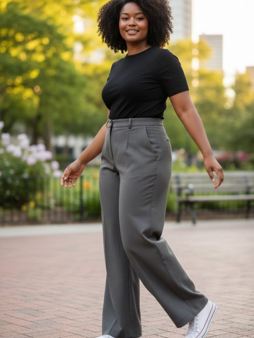 JM Collection, Women's Size 10 Gray Dress Pants, Straight-Leg High-Rise